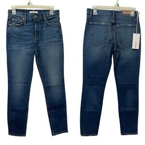 GRLFRND Yasmin Mid Rise Skinny Jeans Size 26 Joan Jett Wash Blue Button‎ Fly
